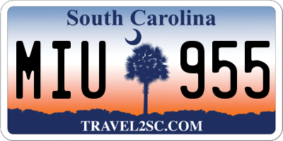 SC license plate MIU955