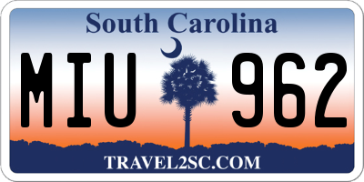 SC license plate MIU962