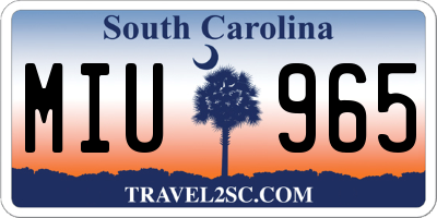 SC license plate MIU965