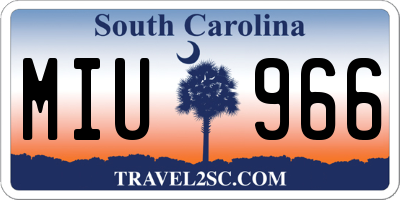 SC license plate MIU966