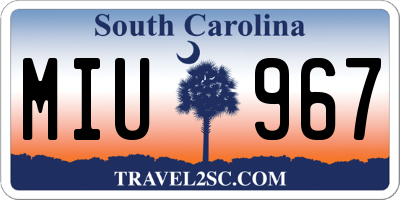 SC license plate MIU967