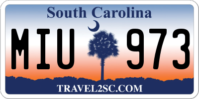 SC license plate MIU973