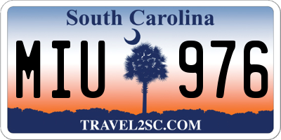 SC license plate MIU976