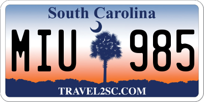 SC license plate MIU985
