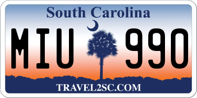 SC license plate MIU990