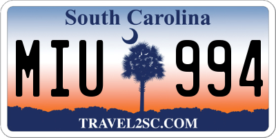 SC license plate MIU994