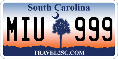 SC license plate MIU999