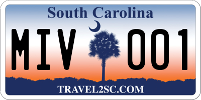 SC license plate MIV001
