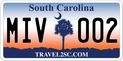 SC license plate MIV002