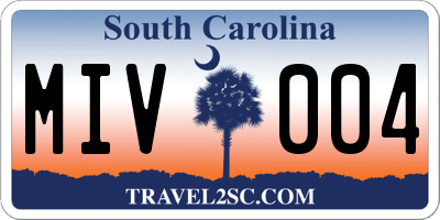 SC license plate MIV004
