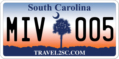 SC license plate MIV005