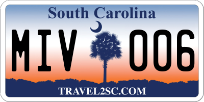 SC license plate MIV006
