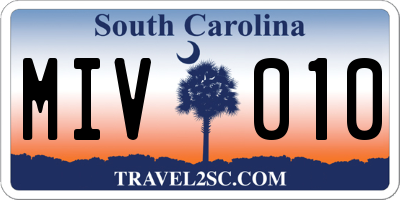 SC license plate MIV010