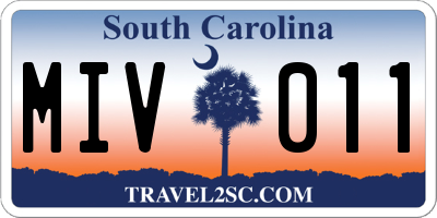 SC license plate MIV011