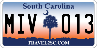 SC license plate MIV013