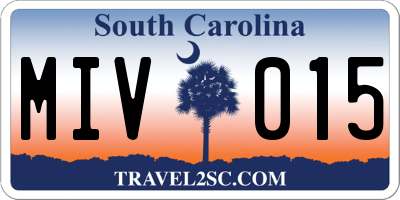 SC license plate MIV015