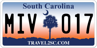 SC license plate MIV017