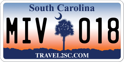 SC license plate MIV018