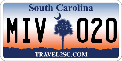 SC license plate MIV020