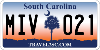 SC license plate MIV021