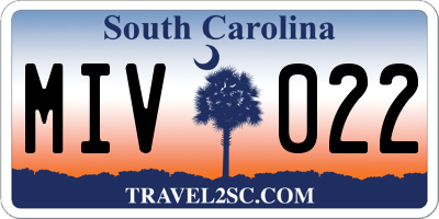 SC license plate MIV022