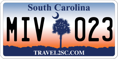 SC license plate MIV023