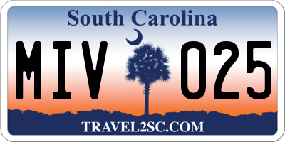 SC license plate MIV025
