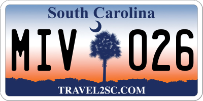 SC license plate MIV026