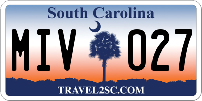 SC license plate MIV027