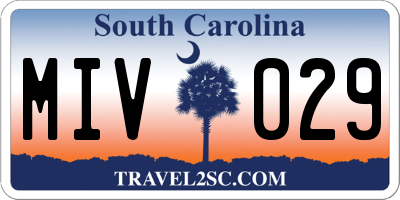 SC license plate MIV029