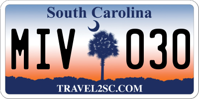 SC license plate MIV030