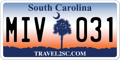SC license plate MIV031