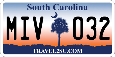 SC license plate MIV032