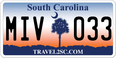 SC license plate MIV033