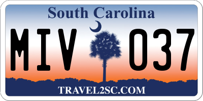 SC license plate MIV037
