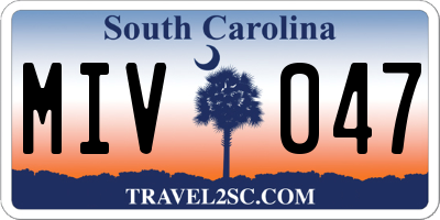 SC license plate MIV047