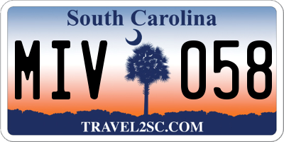 SC license plate MIV058