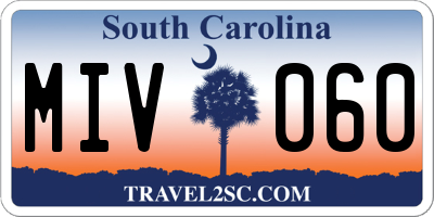SC license plate MIV060