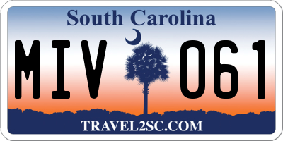 SC license plate MIV061