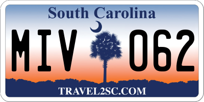 SC license plate MIV062