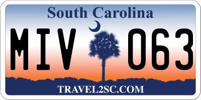 SC license plate MIV063