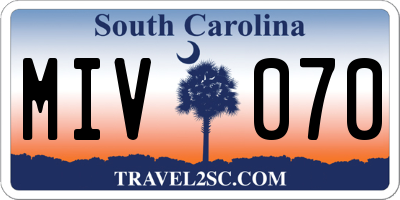 SC license plate MIV070