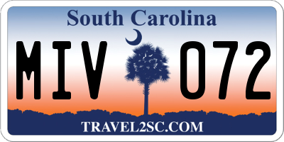 SC license plate MIV072