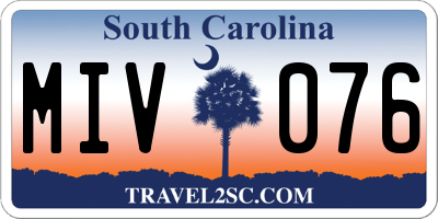 SC license plate MIV076