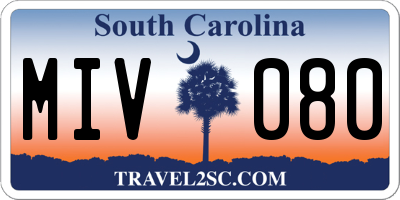 SC license plate MIV080