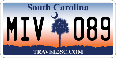 SC license plate MIV089
