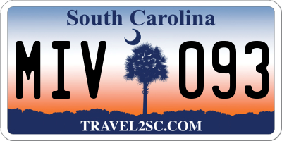 SC license plate MIV093