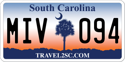 SC license plate MIV094
