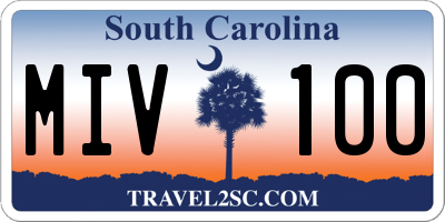 SC license plate MIV100