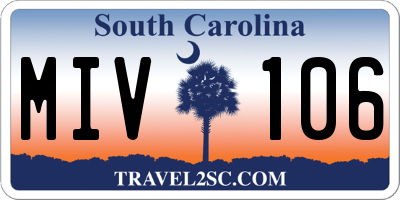 SC license plate MIV106